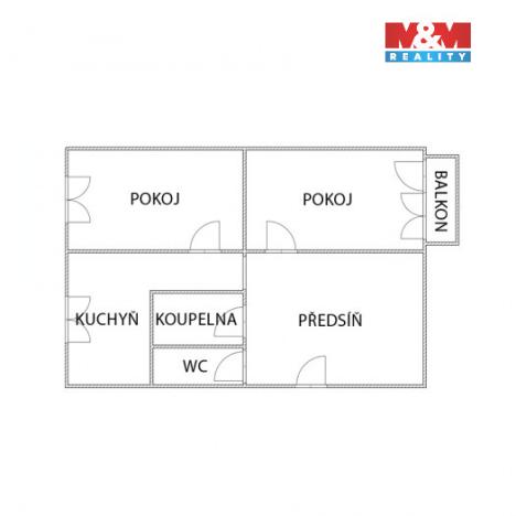 Prodej bytu 2+1, Chomutov, Holešická, 62 m2
