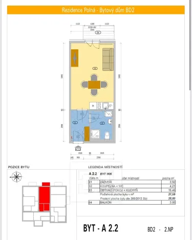 Pronájem bytu 1+kk, Polná, Pojmannova, 33 m2