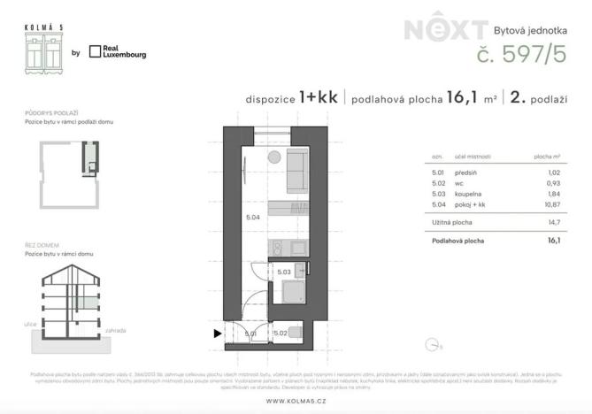 Prodej bytu 1+kk, Praha - Vysočany, Kolmá, 16 m2