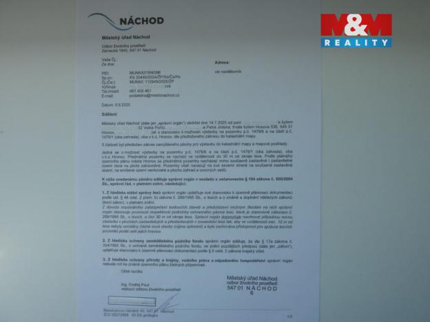 Prodej zahrady, Hronov, 6000 m2