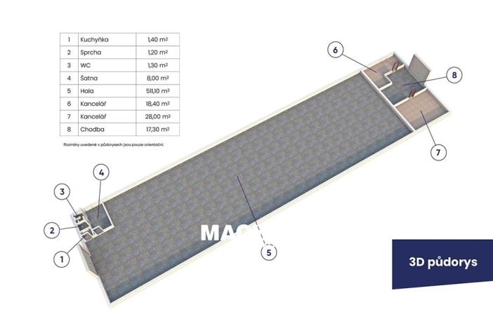 Pronájem skladu, Chrášťany, K Vodojemu, 588 m2