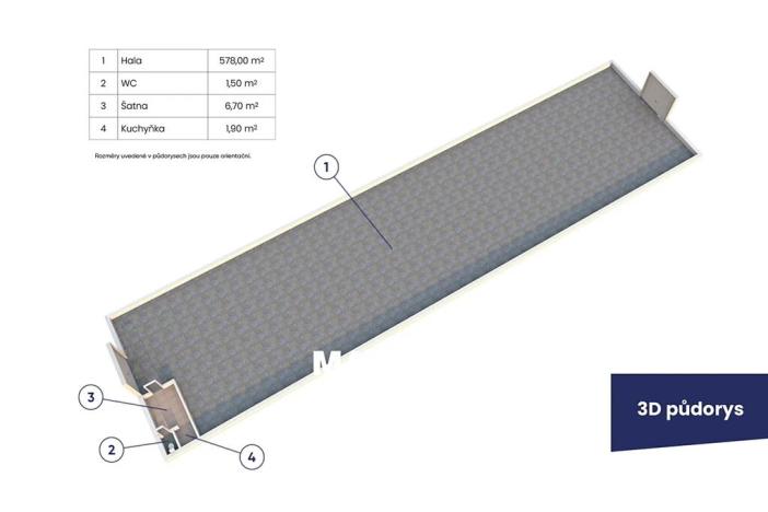 Pronájem skladu, Chrášťany, K Vodojemu, 588 m2