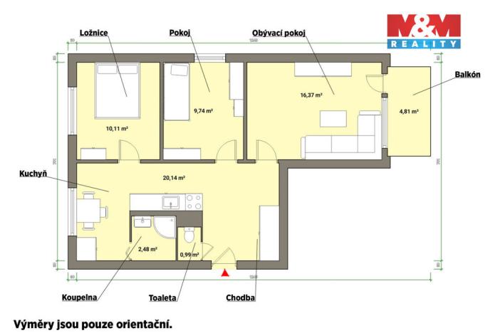 Prodej bytu 3+1, Planá, Fučíkova, 65 m2