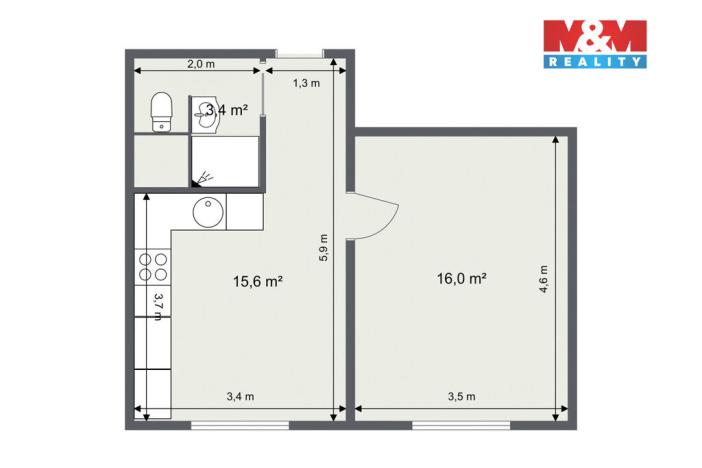 Prodej bytu 1+1, Svatava, U Přádelny, 35 m2