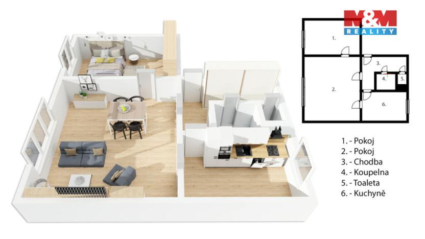 Prodej bytu 2+1, České Budějovice, Čéčova, 58 m2