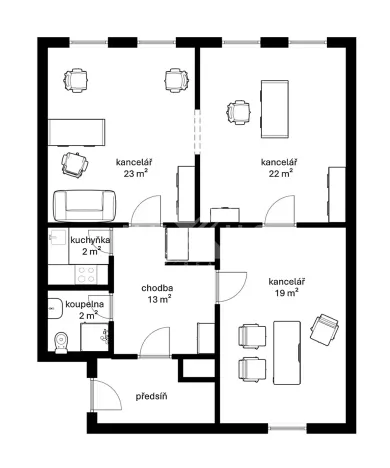 Pronájem kanceláře, Praha - Holešovice, Bubenská, 84 m2