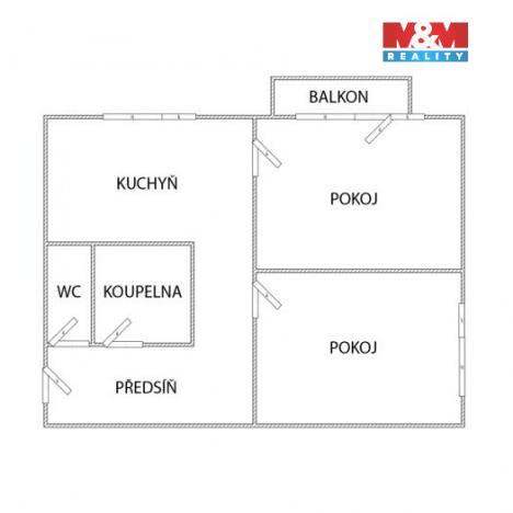 Prodej bytu 2+1, Most, 1. máje, 53 m2