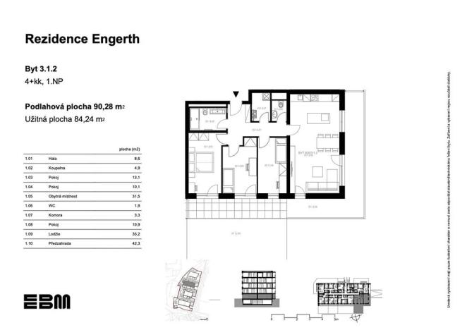 Prodej bytu 4+kk, Kladno, U Engerthu, 84 m2