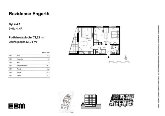 Prodej bytu 3+kk, Kladno, U Engerthu, 69 m2