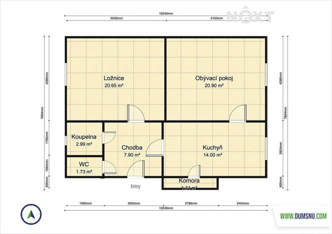 Pronájem bytu 2+1, Hanušovice, Hlavní, 69 m2