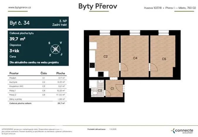 Prodej bytu 3+kk, Přerov, Husova, 40 m2