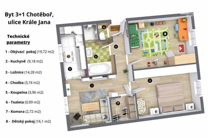 Pronájem bytu 3+1, Chotěboř, Krále Jana, 73 m2