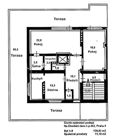 Pronájem bytu 2+1, Praha - Vokovice, Na dlouhém lánu, 139 m2