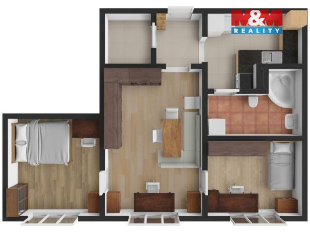 Prodej bytu 3+1, České Budějovice - České Budějovice 2, Větrná, 60 m2