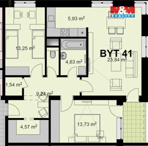Pronájem bytu 3+kk, Chrudim - Chrudim II, Dr. Bartůňka, 79 m2