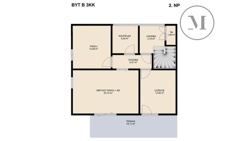 Prodej bytu 3+kk, Vráto, 72 m2