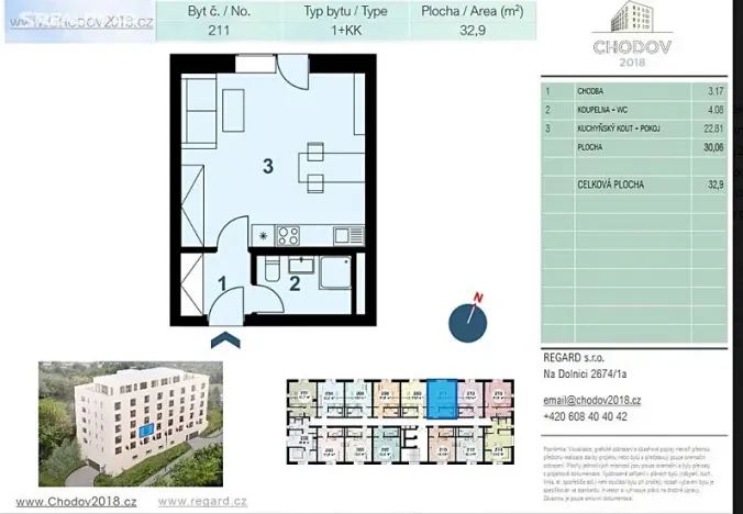 Pronájem bytu 1+kk, Praha - Chodov, Klapálkova, 33 m2