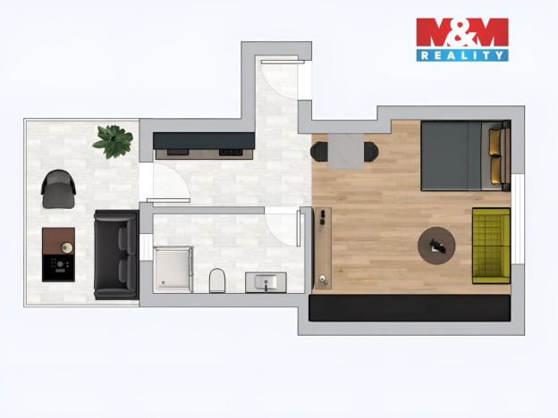 Pronájem bytu 1+kk, Pardubice - Zelené Předměstí, Smetanovo náměstí, 33 m2