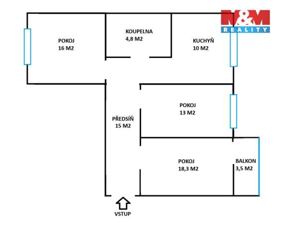 Prodej bytu 3+1, Nový Jičín - Loučka, Na Lani, 80 m2