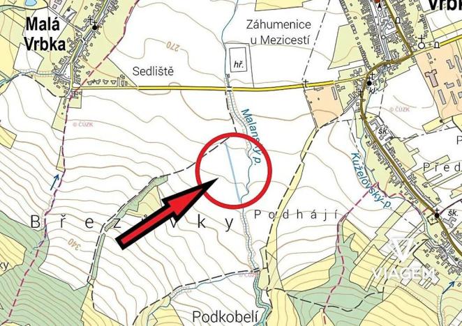 Prodej podílu pole, Hrubá Vrbka, 743 m2