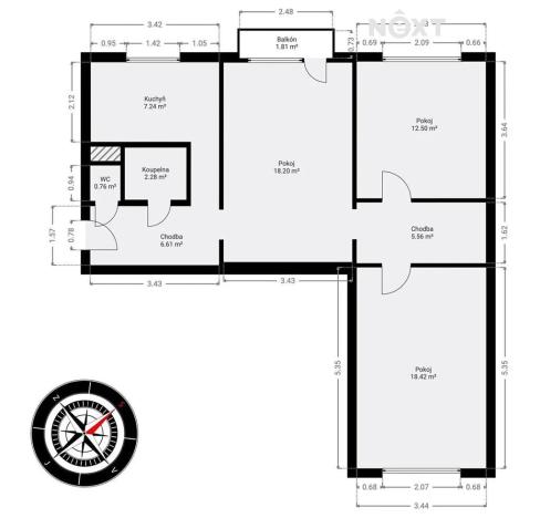 Pronájem bytu 3+1, Zábřeh, 17. listopadu, 74 m2