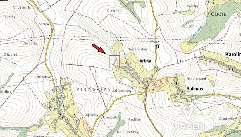 Prodej zahrady, Vrbka, 977 m2