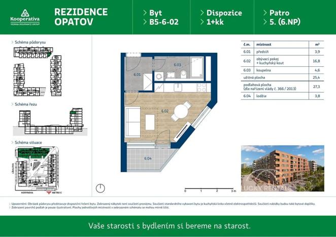 Pronájem bytu 1+kk, Praha - Chodov, Líbalova, 27 m2