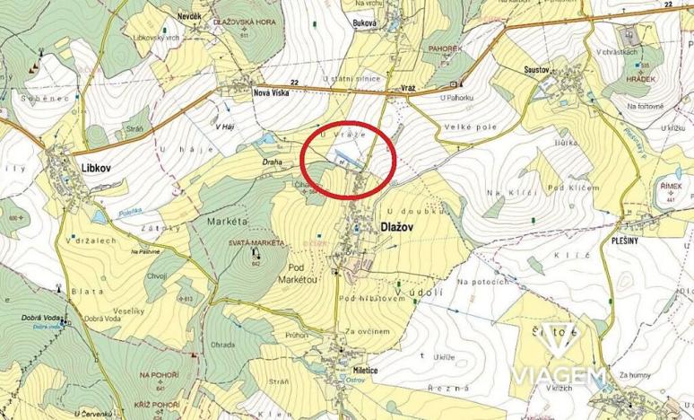 Prodej podílu zahrady, Dlažov, 2029 m2