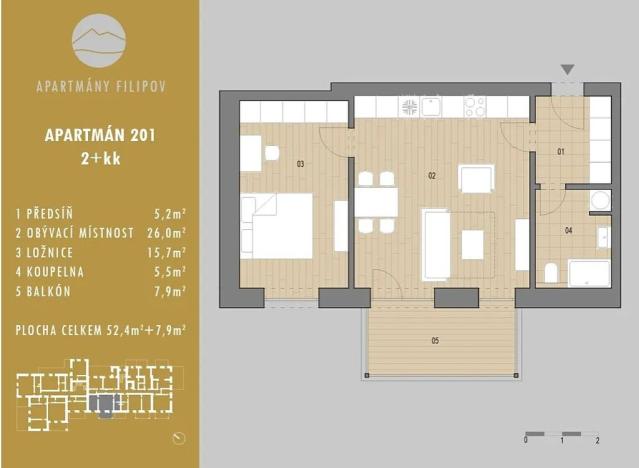 Prodej bytu 2+kk, Javorník, 52 m2