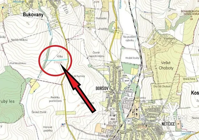 Prodej podílu pole, Bukovany, 1042 m2