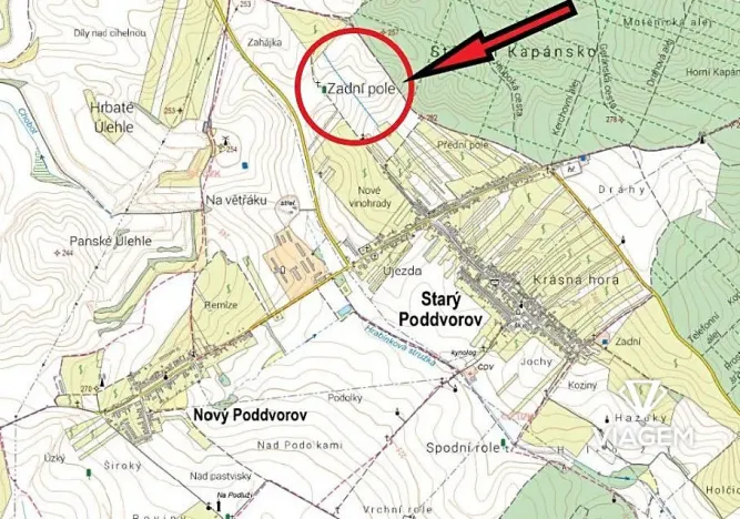 Prodej podílu pole, Starý Poddvorov, 1011 m2