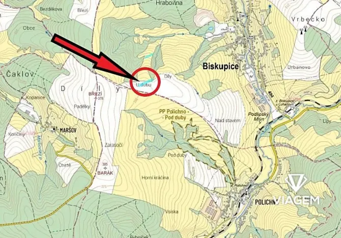 Prodej podílu pole, Biskupice, 1003 m2