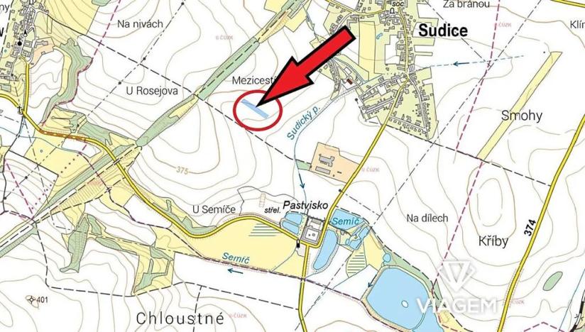 Prodej podílu pole, Sudice, 991 m2