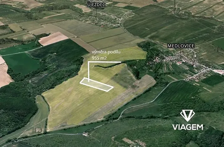 Prodej podílu pole, Újezdec, 955 m2