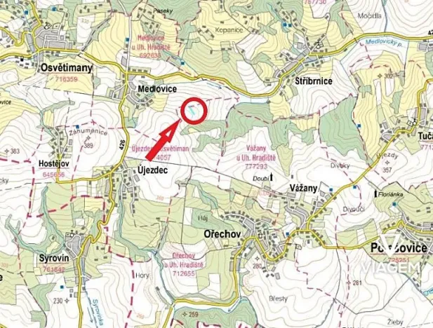 Prodej podílu pole, Újezdec, 955 m2