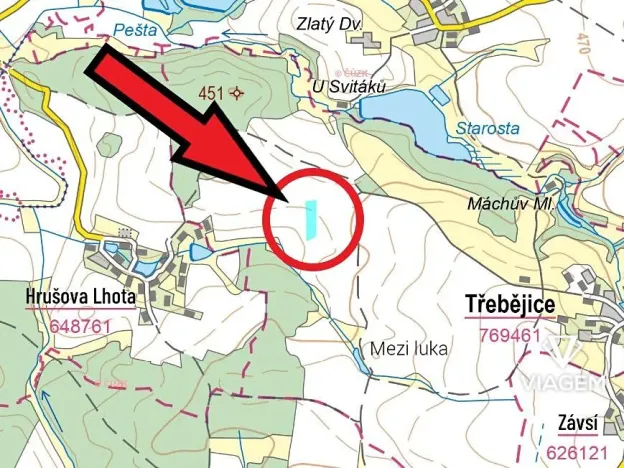 Prodej podílu pole, Třebějice, 1371 m2
