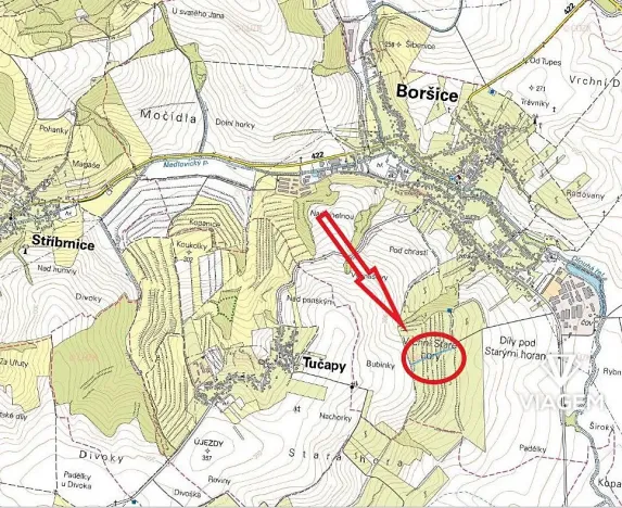 Prodej podílu pole, Boršice, 856 m2