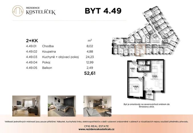 Prodej bytu 2+kk, Pardubice, Štrossova, 52 m2