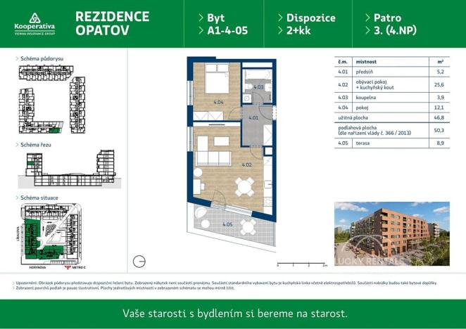 Pronájem bytu 2+kk, Praha - Chodov, Líbalova, 50 m2