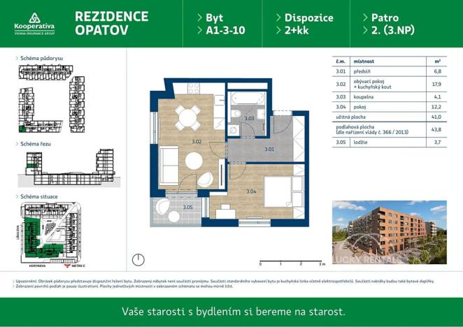Pronájem bytu 2+kk, Praha - Chodov, Líbalova, 43 m2