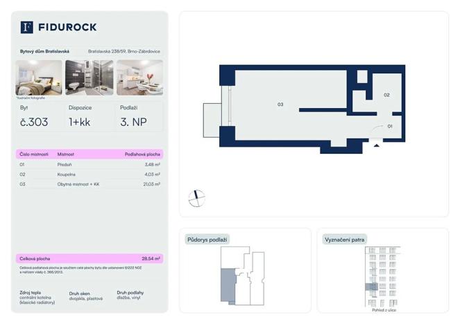 Prodej bytu 1+kk, Brno, Bratislavská, 32 m2