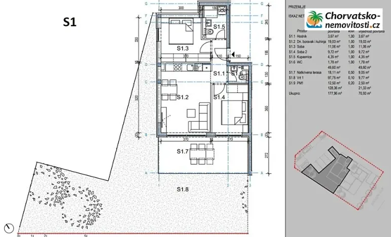 Prodej bytu 3+1, Novalja, Chorvatsko, 76 m2