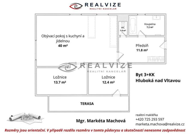 Prodej bytu 3+kk, Hluboká nad Vltavou, Masarykova, 83 m2