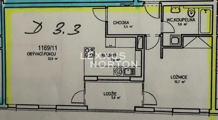 Pronájem bytu 2+kk, Praha - Podolí, V rovinách, 68 m2