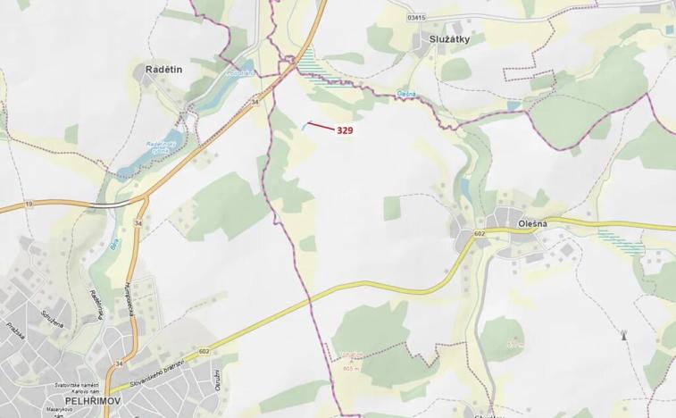 Dražba pozemku, Olešná, 414 m2