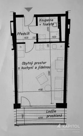 Pronájem bytu 1+kk, Brno, Bystrcká, 30 m2