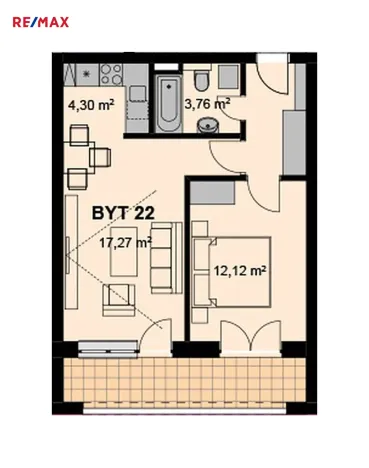 Pronájem bytu 2+kk, Chrudim, Václavská, 44 m2