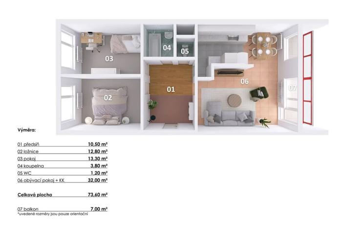 Prodej bytu 3+1, Praha - Čimice, Křivenická, 73 m2