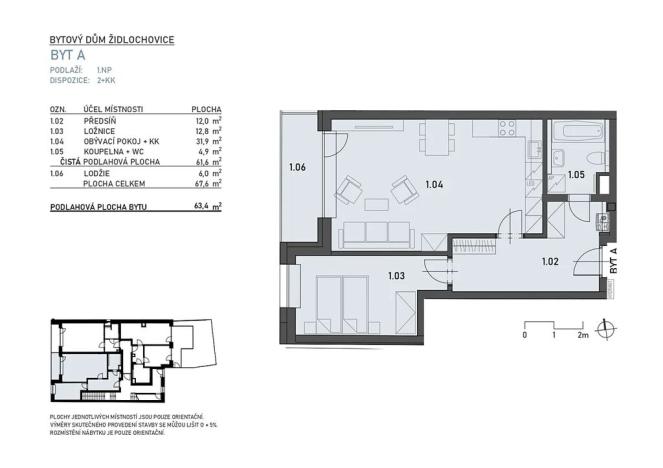 Prodej bytu 2+kk, Židlochovice, Masarykova, 62 m2