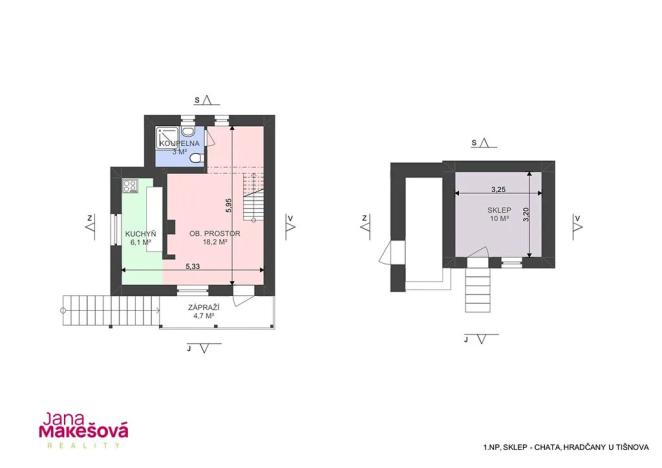 Prodej chaty, Hradčany, 61 m2